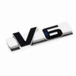 V6 Chrome & Navy Blue Badge