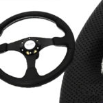 White Stitch Black Steering Wheel 340mm