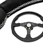 Velvet White Stitch Steering Wheel 340mm