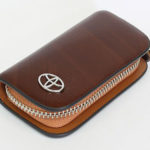 Toyota Tan Leather Zipper KeyChain Wallet-0