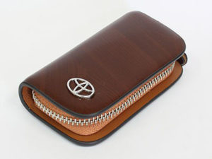 Toyota Tan Leather Zipper KeyChain Wallet-0