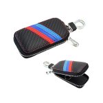 Keyring & Carbon Fibretech Pouch with Motorsport Stripes
