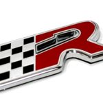 VW R-Line Logo Black, Red &  Chrome Sticker Badge