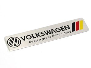 VW German Flag Brushed Alluminium Sticker Badge (12cm)