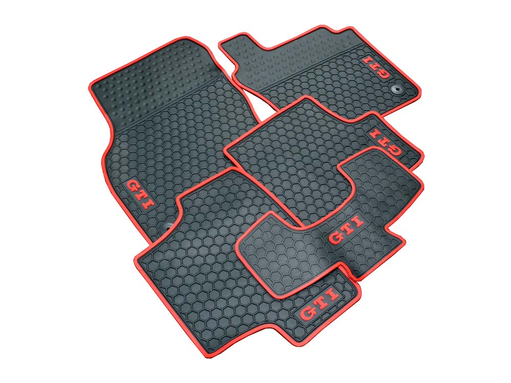 VW Golf Mk7 Gti Red Trim 5piece Rubber Car Mats Autostyle Motorsport