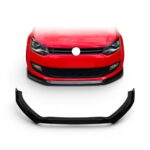 VW Polo 6R 3pc Gloss Black Lower Front Bumper Spoiler - Image 2