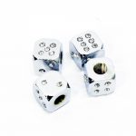 Dice Design Anodized Steel Wheel Valves (silver with CZ diamonds)