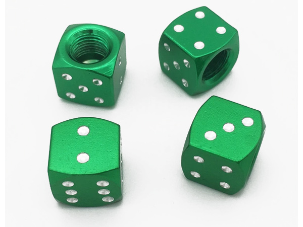VALVE DICE GREEN Dice Design Anodized Steel Wheel Valves (green) - Image 1