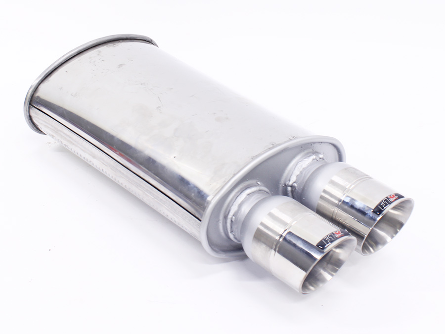 SSB2-76 SUB ANGLE F1x Subaru 76mm Twin Angled Pipe Stainless Steel Backbox - Image 1