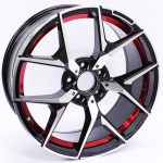 18" GR 185526 5/112 Black Machine Face with Red Undercut Alloy wheels