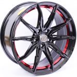18" A-Line VF1 5x112 Black Machine Face with Red Undercut Alloy Wheels