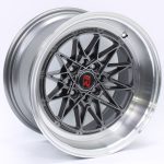 15" GR 151207 4x100 & 4x108 Gunmetal Machine Lip Alloy Wheels