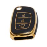 Key Cover Suitable for Hyundai Type-2 Gloss Black & Rose Gold