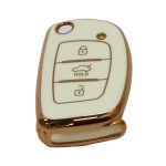 Key Cover Suitable for Hyundai Type-1 Gloss White & Gold