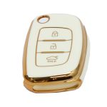 Key Cover Suitable for Hyundai Type-2 Gloss White & Gold