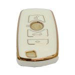 Key Cover Suitable for Volkswagen Key-Less Storm Gloss White & Gold