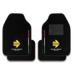 Momo Racing 4piece Floor Mats - Black with Italian Stripe & Yellow Arrow Design