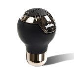 Momo Gotham Dark Chrome & Black Leather Gear Shift Knob