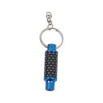 Novelty Keyring with Carbon Fibre Blue Exhaust Muffler Design