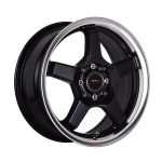 14" A-Line Quest 4/100 & 4/114 Black Machine Lip Alloy Wheels