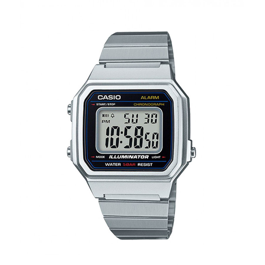 B650WD-1ADF Casio Men's B650WD-1ADF Retro Digital Square Watch - Silver - Image 1
