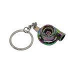 Keyring with anodized rainbow colour turbocharger