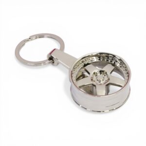 Keyring with Chrome Alloy Wheel Design