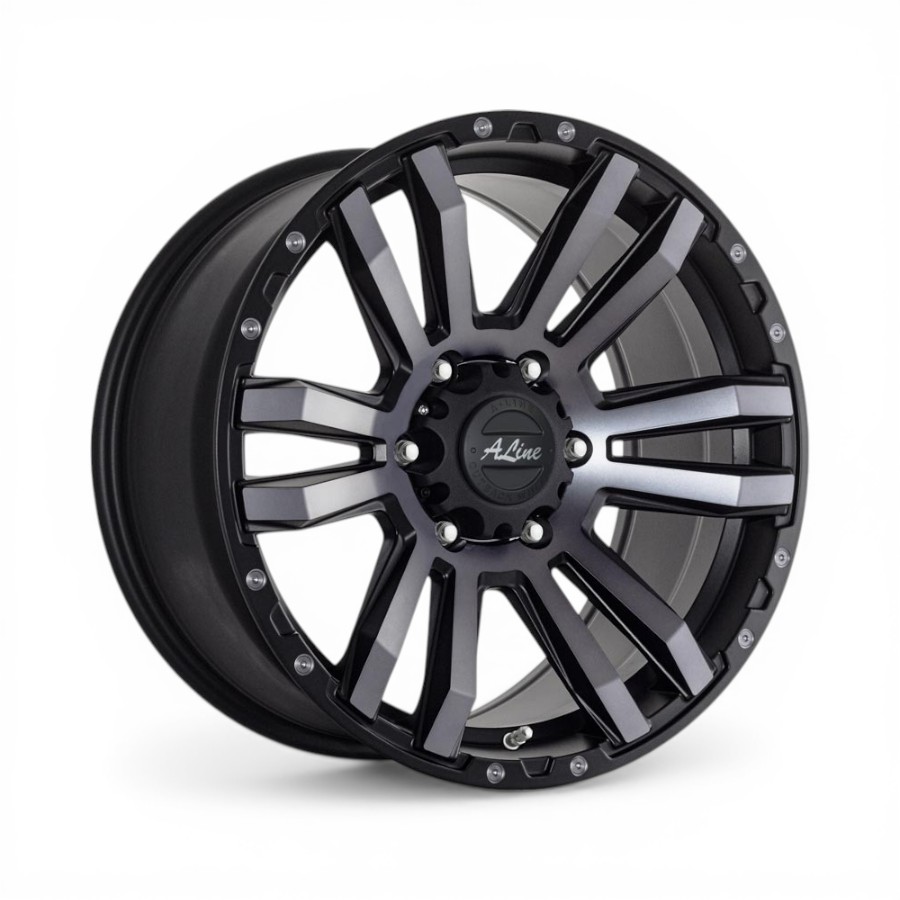 82360855 18″ A-Line Scavenger 6/139 Satin Black Tinted Smoke Alloy Wheels - Image 1
