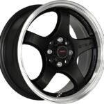 15" A-Line Rocco 4/100 & 4/108 Black Machine Lip Alloy Wheels