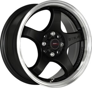 15" A-Line Rocco 4/100 & 4/108 Black Machine Lip Alloy Wheels