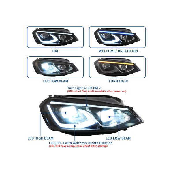 Couvercles De Phares Avant Transparents Pour Volkswagen Golf 7 MK7 GTI 2014-2017 - Paire De Protections Anti-rayures, Facile à Installer
