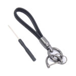 Black Leather Keyring Strap with Screwdriver