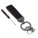 Leather & Alcantara Strap Keyring with Screwdriver