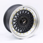 15" S1005 4/100 & 4/114 Gunmetal with silver Lip & Gold Rivet Alloy Wheels
