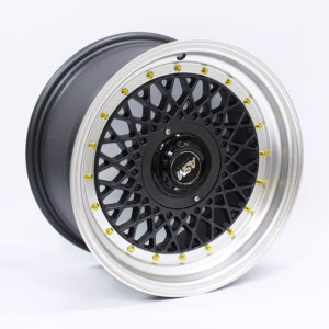15" S1005 4/100 & 4/114 Gunmetal with silver Lip & Gold Rivet Alloy Wheels