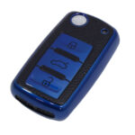 Nex VW 3 Button Key Cover with Blue & Black Leather Finish