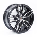 14" A-Line Axle 4/100 Black Machine Face Alloy Wheels