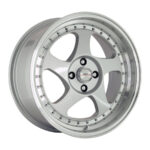 17" A-Line Jedi 4/100 Super Silver Machine Lip Alloy Wheels with Chrome Rivets