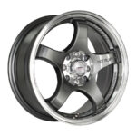15" A-Line Rocco 4/100 & 4/108 Gunmetal Machined Lip Alloy wheels