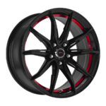 15" A-Line VF1 4/100 Gloss Black with Red Undercut Alloy Wheels