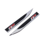 VW R Fender Badges - Black, Red & Chrome (14x1.5cm)