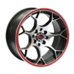 15" GR151063 4/100 & 4/108 Matt Silver with Red Lip Alloy wheels
