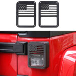 Black Tailight Cover Guard with American Flag Stars & Stripes Design for Jeep