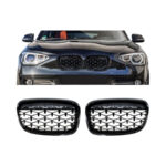 Gloss Black Diamond Grills Suitable to fit Bmw F20 1-Series pre-facelift 2012-2014