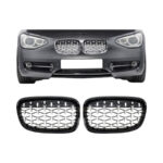 Chrome & Gloss Black Diamond Grills Suitable to fit Bmw F20 1-Series pre-facelift 2012-2014