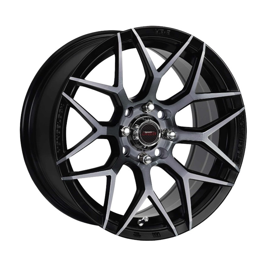 82403500 14" A-Line Classic 4/100 & 4/108 Satin Black Tinted Smoke Alloy Wheels - Image 1