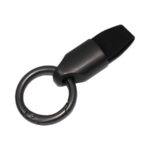 Gunmetal Grey Keyring with Black Leather Strap