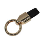 Chrome Gold Keyring with Black Leather Strap