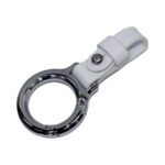 Chrome Keyring with Brown White Strap