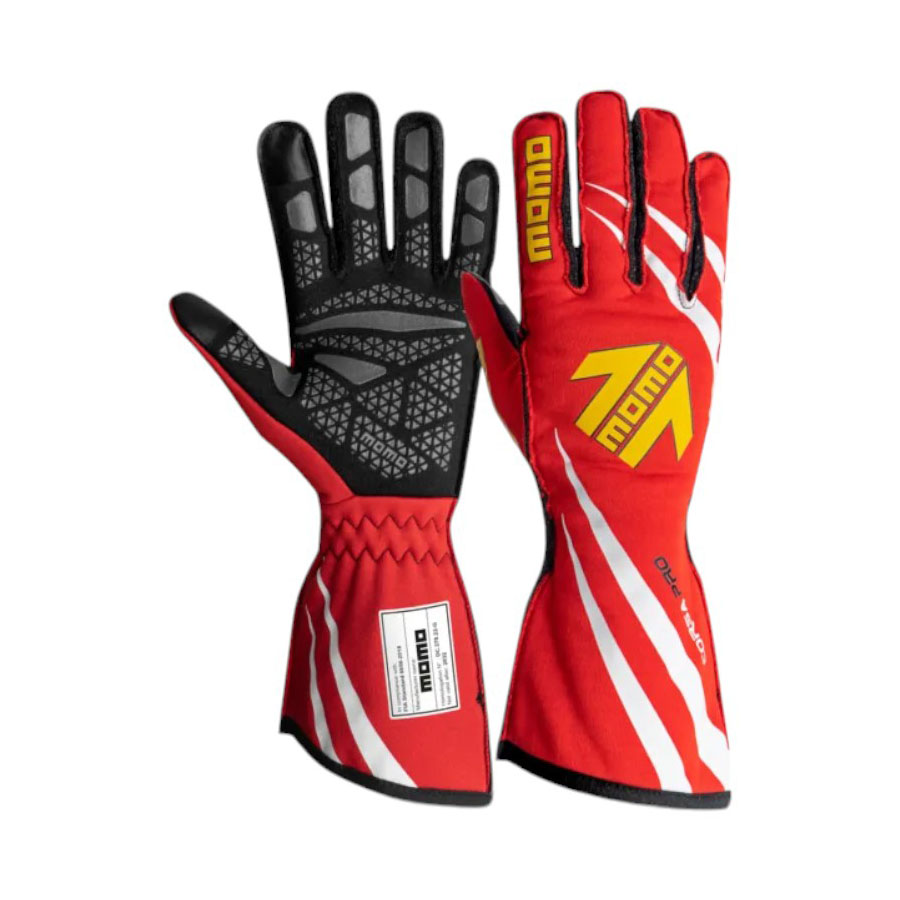GUCOPRORED09 Momo Corsa Pro Black Racing Gloves - Red (Size 9) - Image 1